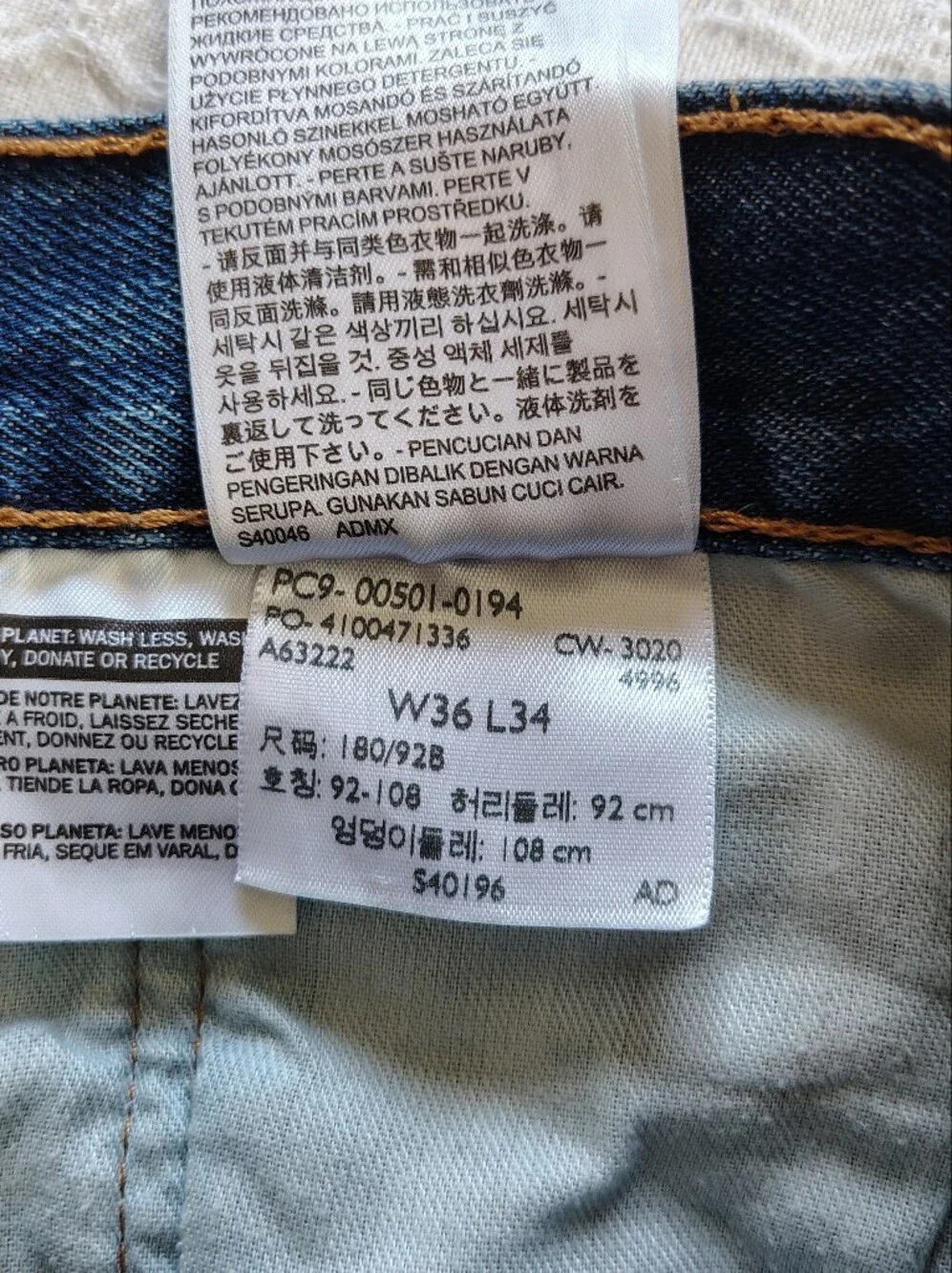 Levi's 501 Men's Dark Blue Straight Leg Jeans Size 36 X 34.